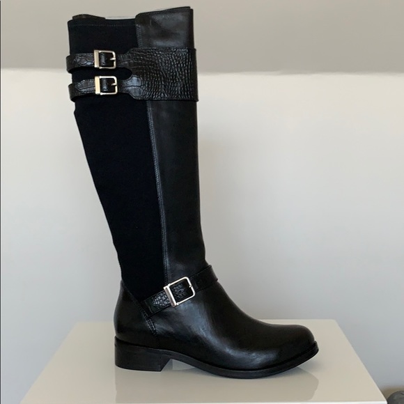 cole haan black knee high boots